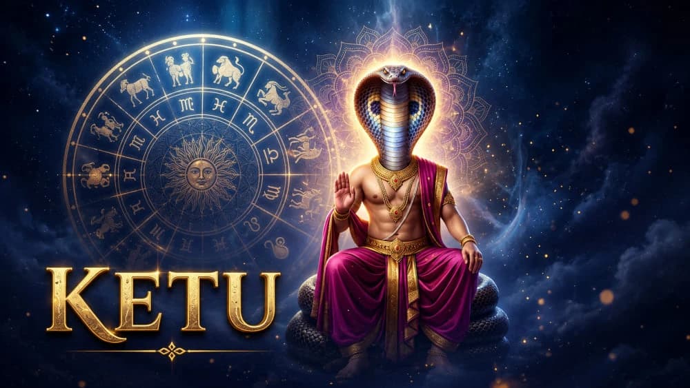 Ketu and lunar node themed artwork for kundli detachment and moksha themes