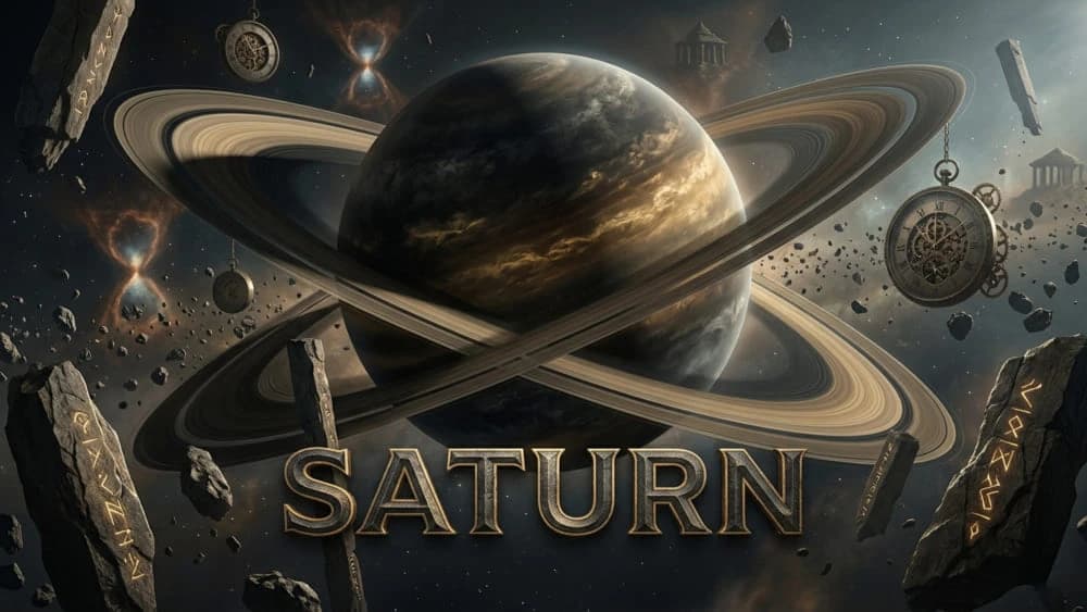 Saturn planet artwork for Shani karma and kundli lessons
